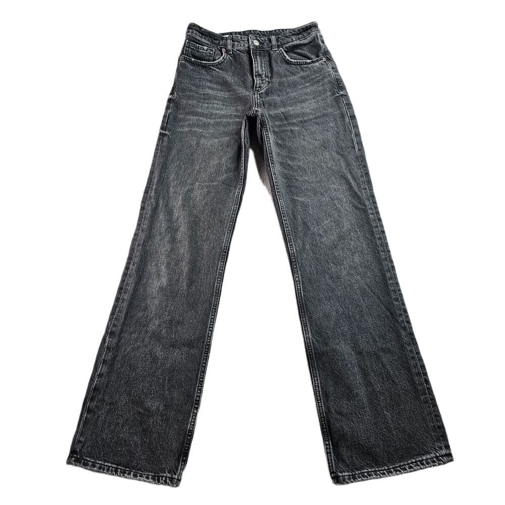 Zara Jeans Womens‎ 4 Black Denim High Wasited Streetwear Americana Straight Leg
